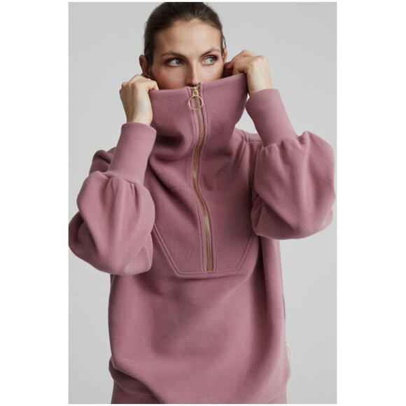 Varley Vine Half-Zip Pullover size L large pink rose gold zip sweatshirt - Picture 3 of 10